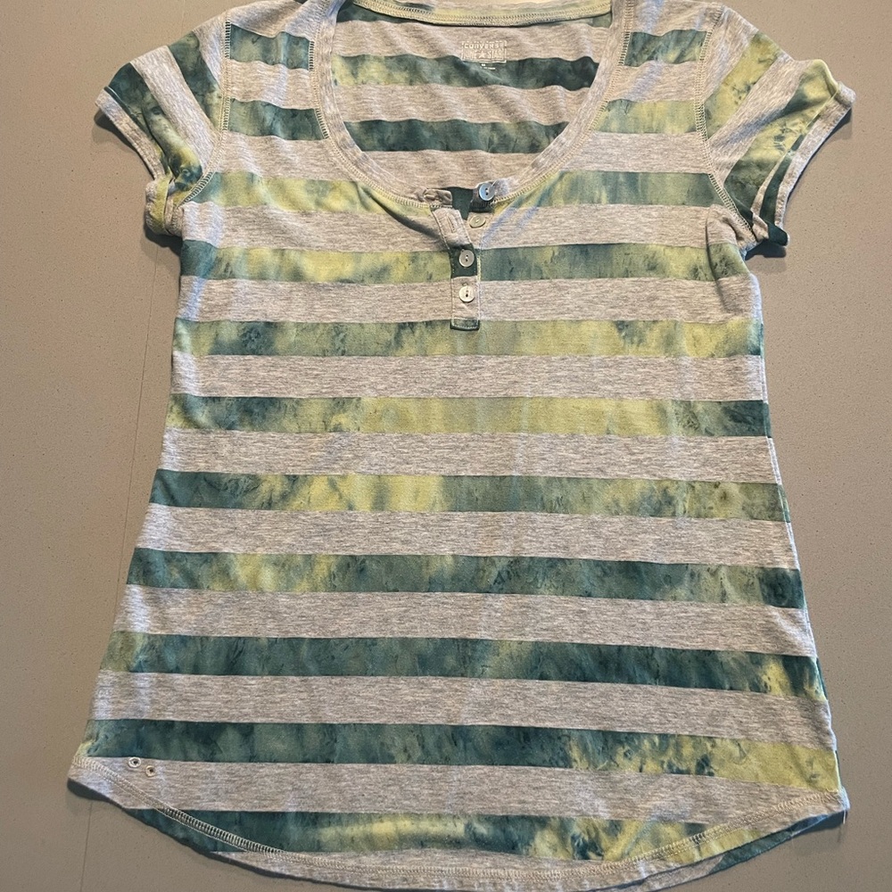 Converse Green and Gray Striped Short Sleeve Tee